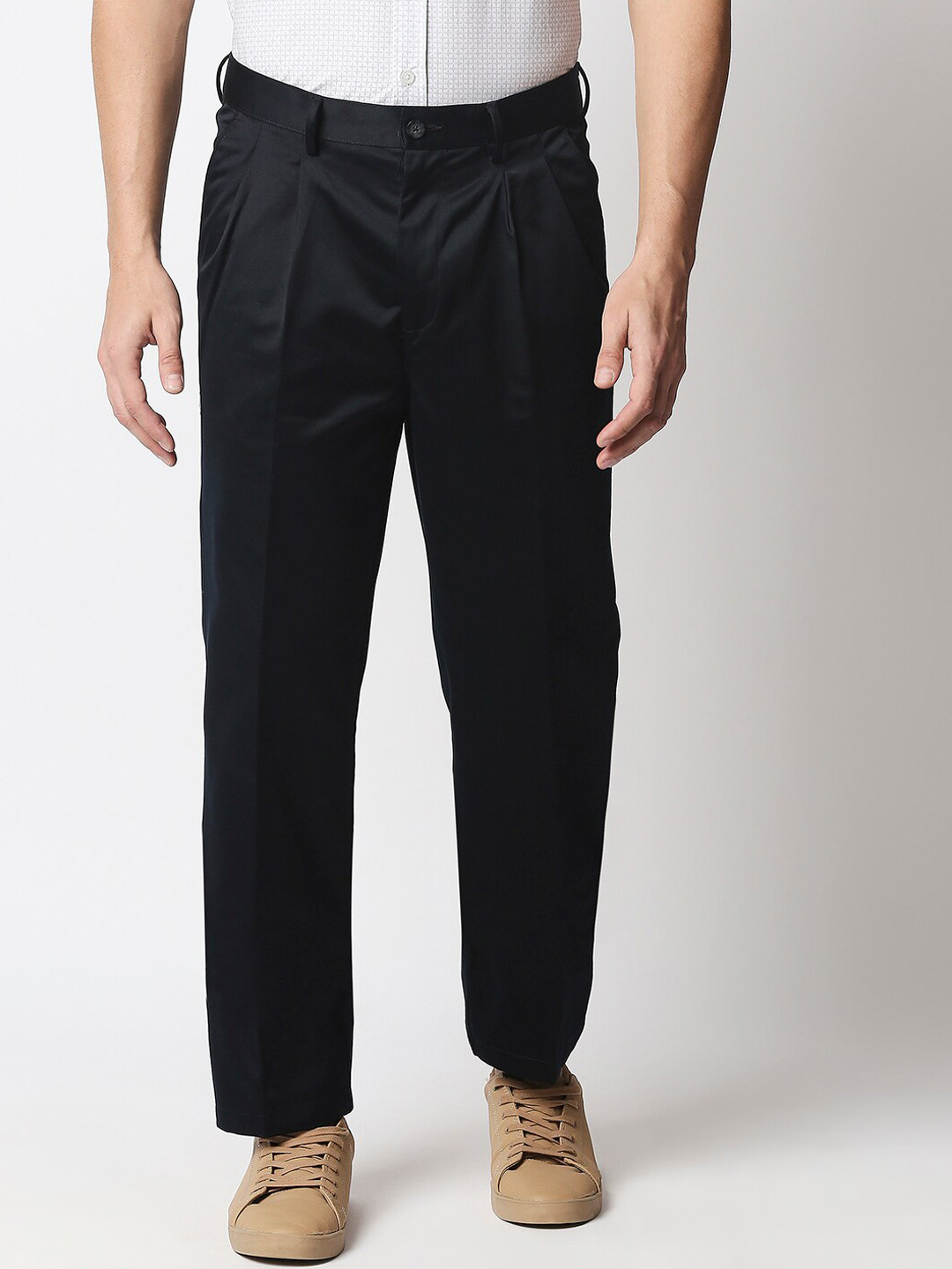 Basics Men Navy Blue Chinos Trousers