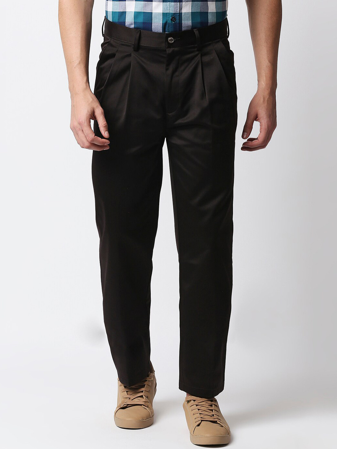 Basics Men Coffee Brown Trousers