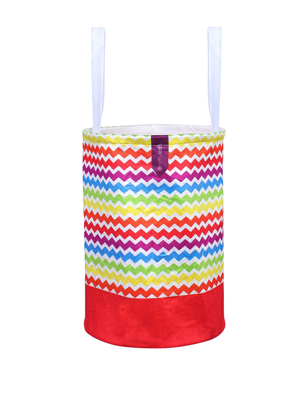 prettykrafts Multicolored Round Foldable Laundry Basket