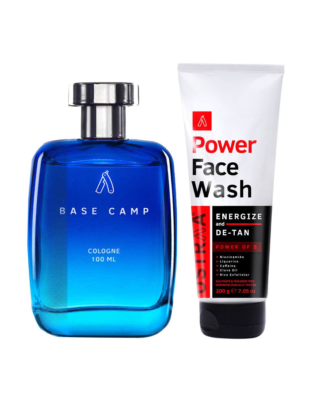 Ustraa Men Set of Base Camp Cologne 100ml & Power Face Wash 200g