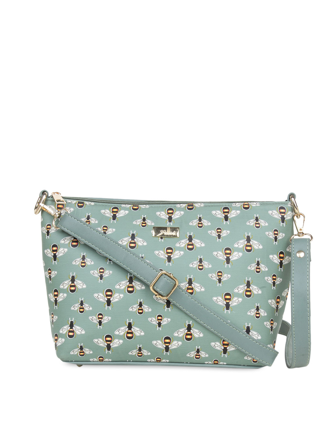 yelloe Women Printed Structured green Sling Bag
