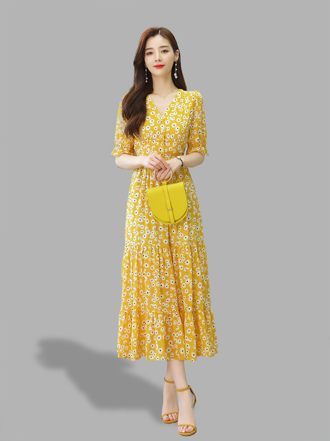 JC Collection Yellow Floral Maxi Dress