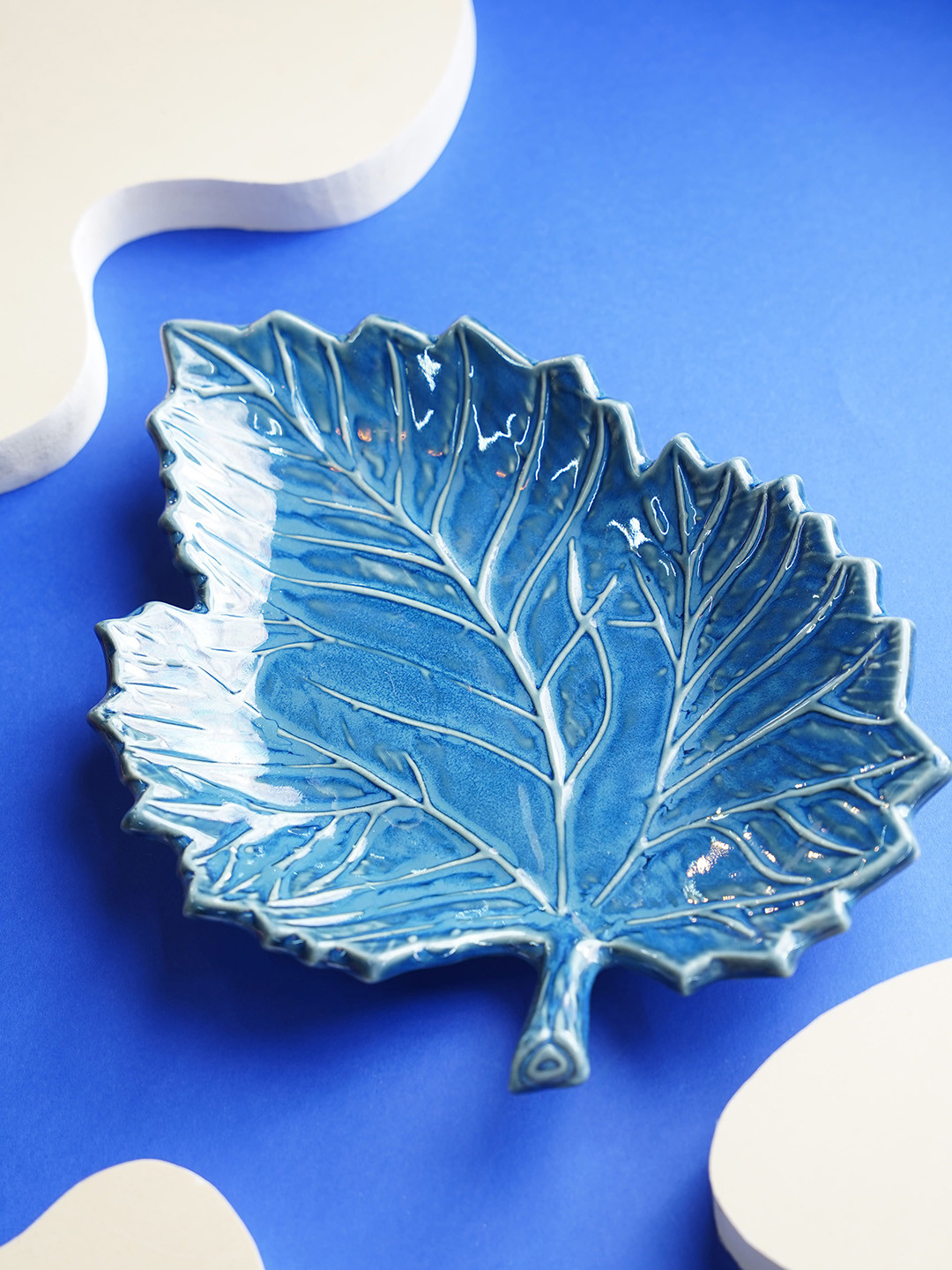 Folkstorys Blue Textured Ceramic Tray