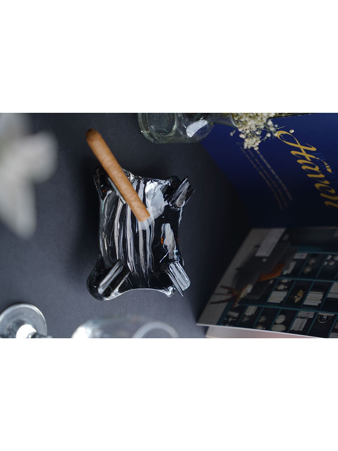 Folkstorys Black Textured Nilgiri Meena Square Ashtray