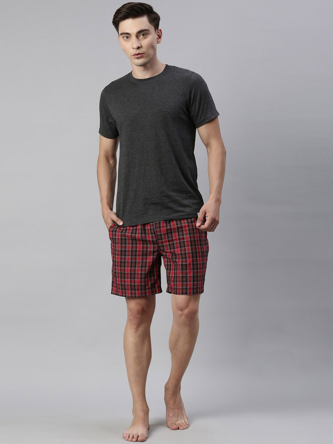 Joven Men Black & Red Pure Cotton Night Suit
