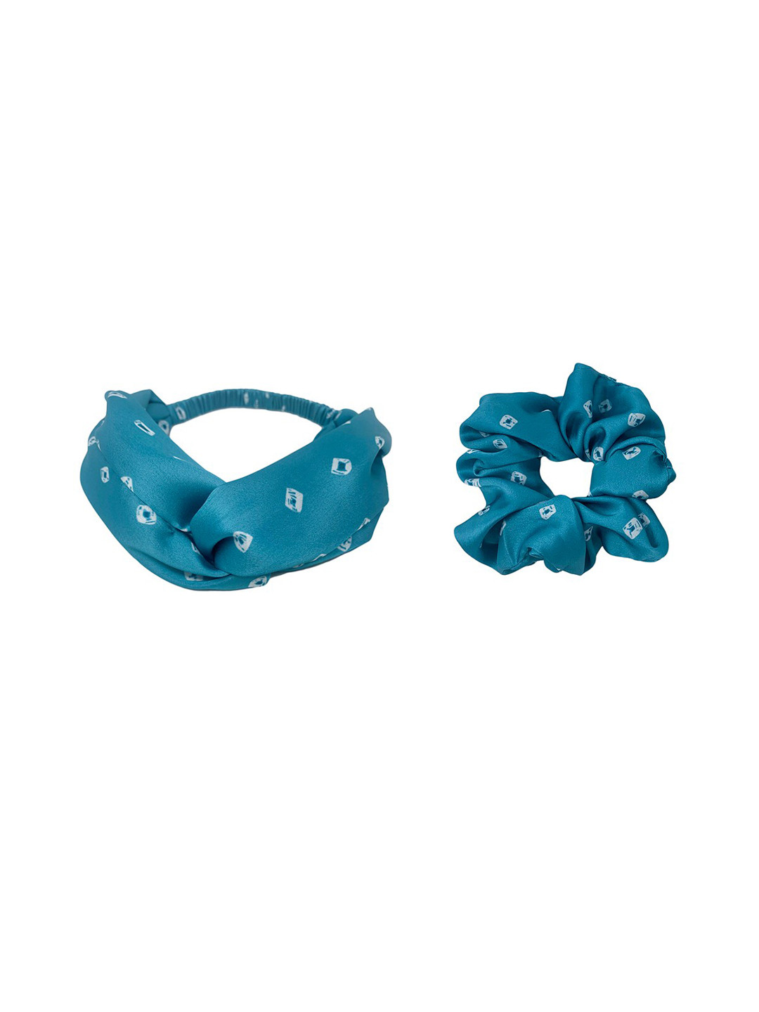 Mint & Oak Set Of 2 Blue Printed Hair Bands