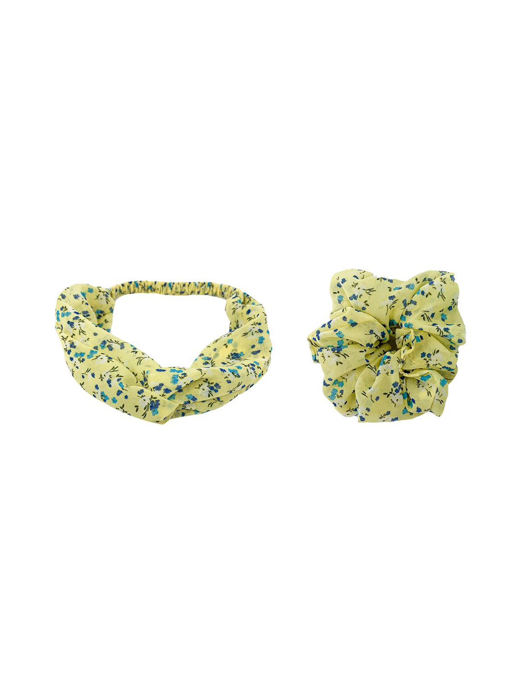Mint & Oak Set Of 2 Green Floral Print Chill Wrap Headband & Ponytail Holder