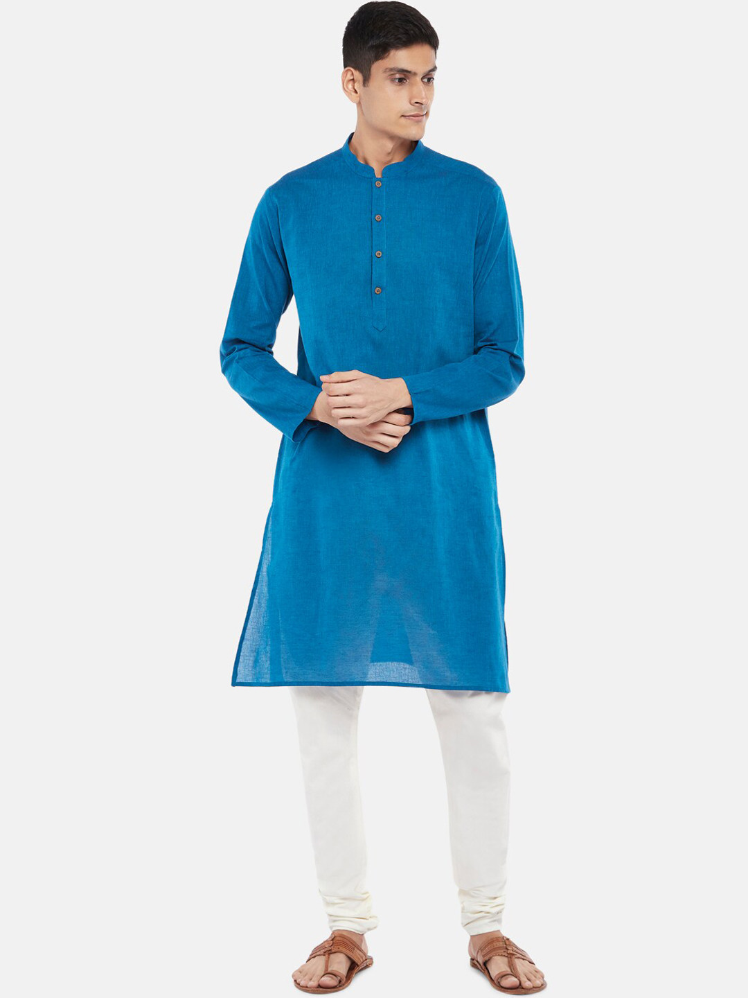indus route by Pantaloons Men Blue Solid Kurta