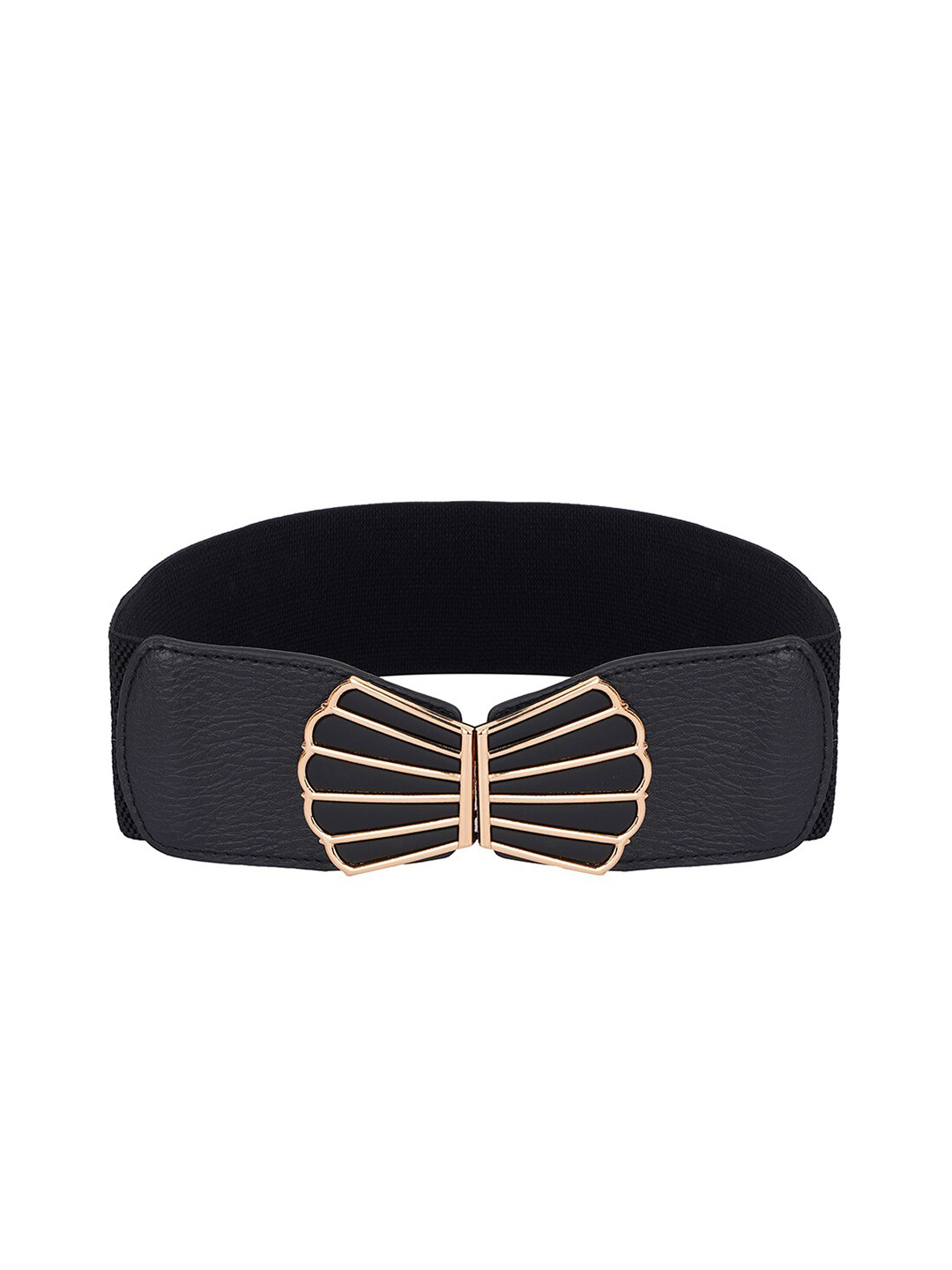 Style SHOES Women Black & Gold Textured Belt