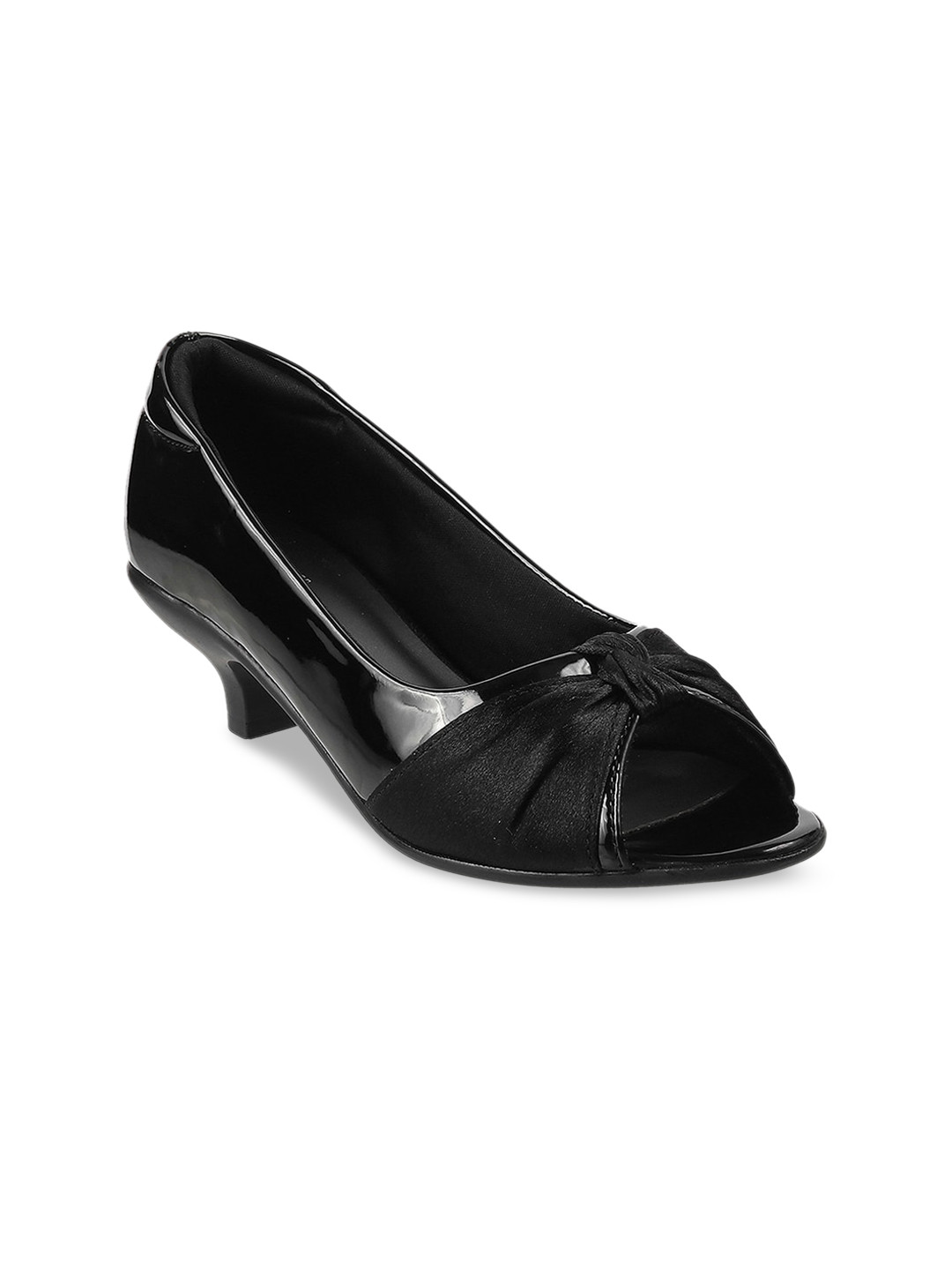 Mochi Black Kitten Peep Toes