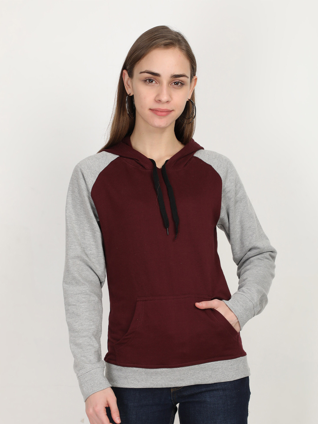 Fleximaa Women Multicoloured Hooded Sweatshirt