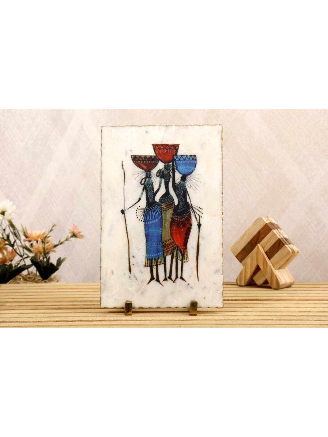 POSH-N-PLUSH Folk Spirit Black Marble Glossy Living Room Set of 2 Medium Showpieces - 13.8 Inches