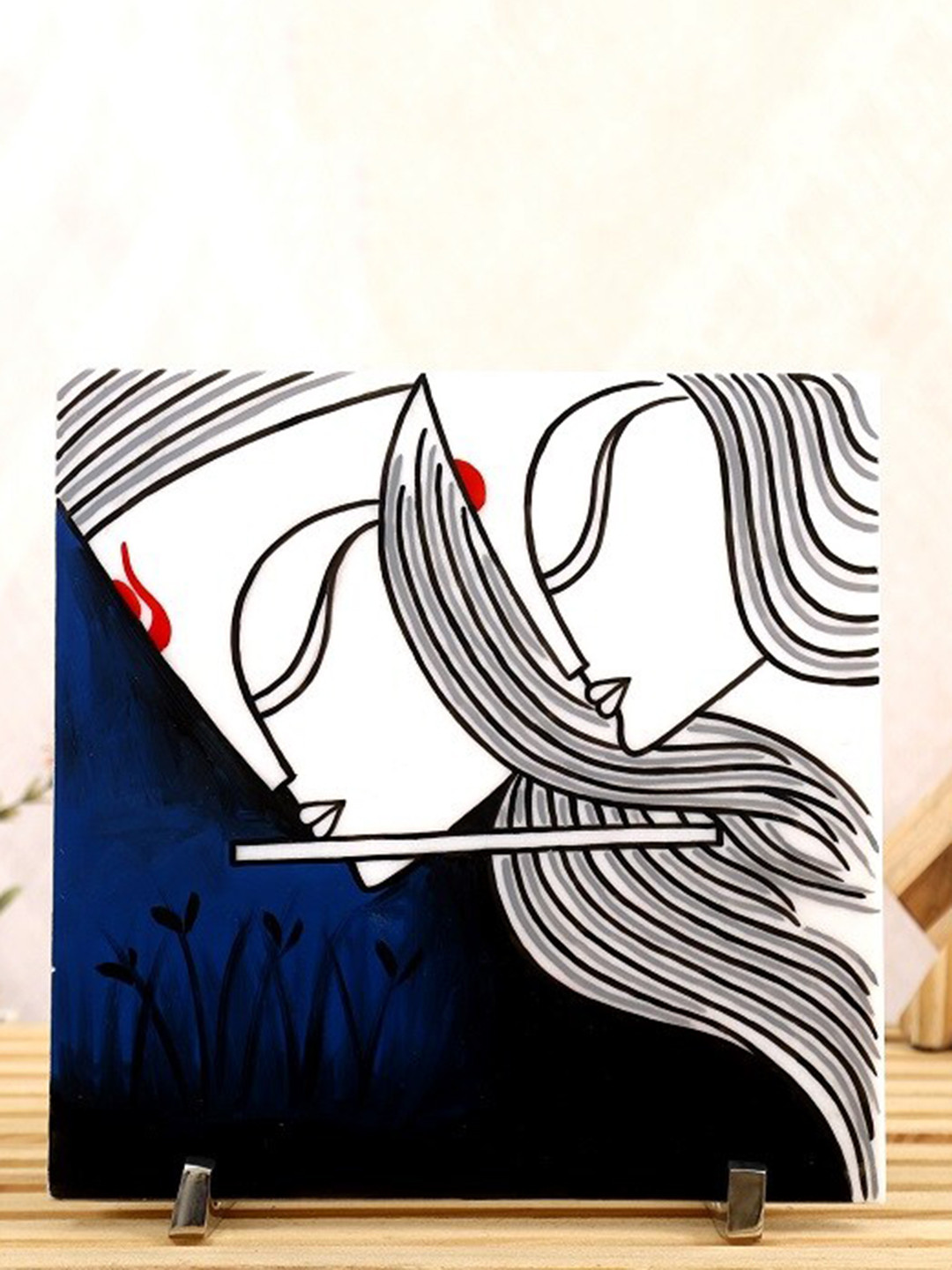 POSH-N-PLUSH Till Eternity Blue Marble Glossy Living Room Medium Showpiece - 9.8 Inches