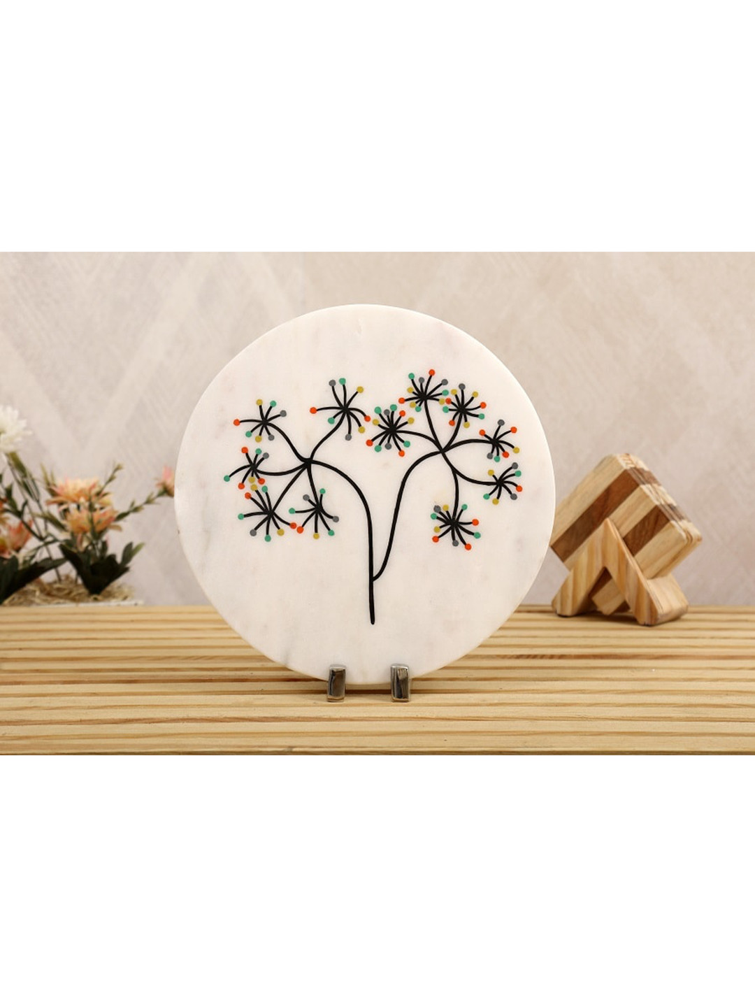 POSH-N-PLUSH Tree of Life White Marble Matte Living Room Medium Showpiece - 9.8 Inches