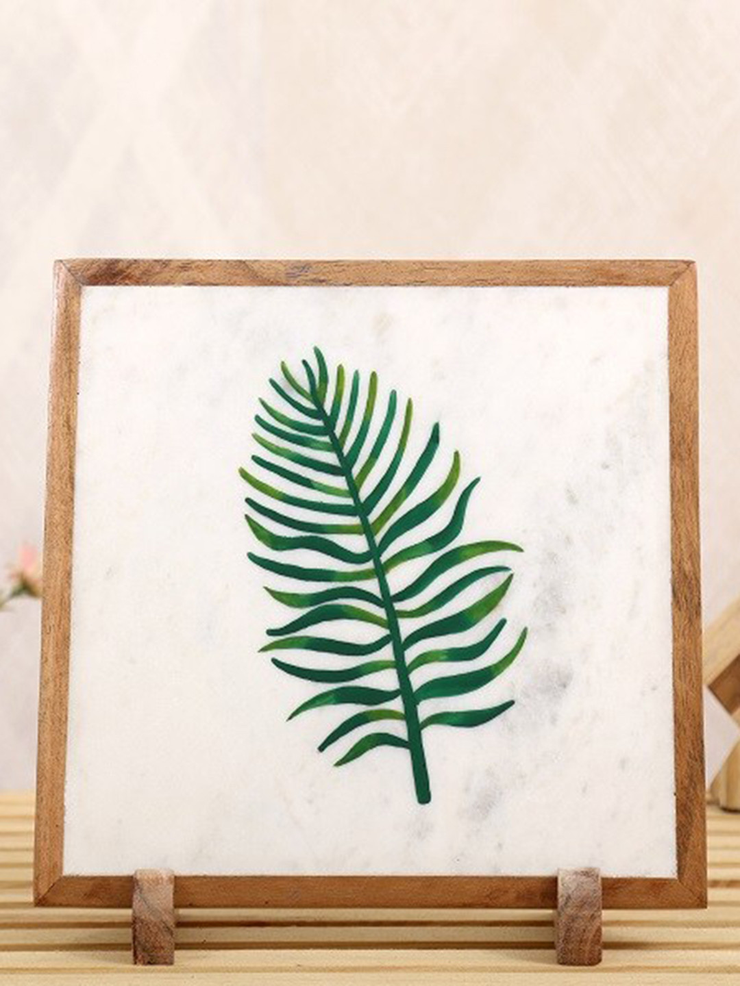 POSH-N-PLUSH Nature Walk Green Marble Natural Living Room Set of 2 Medium Showpieces - 9.8 Inches