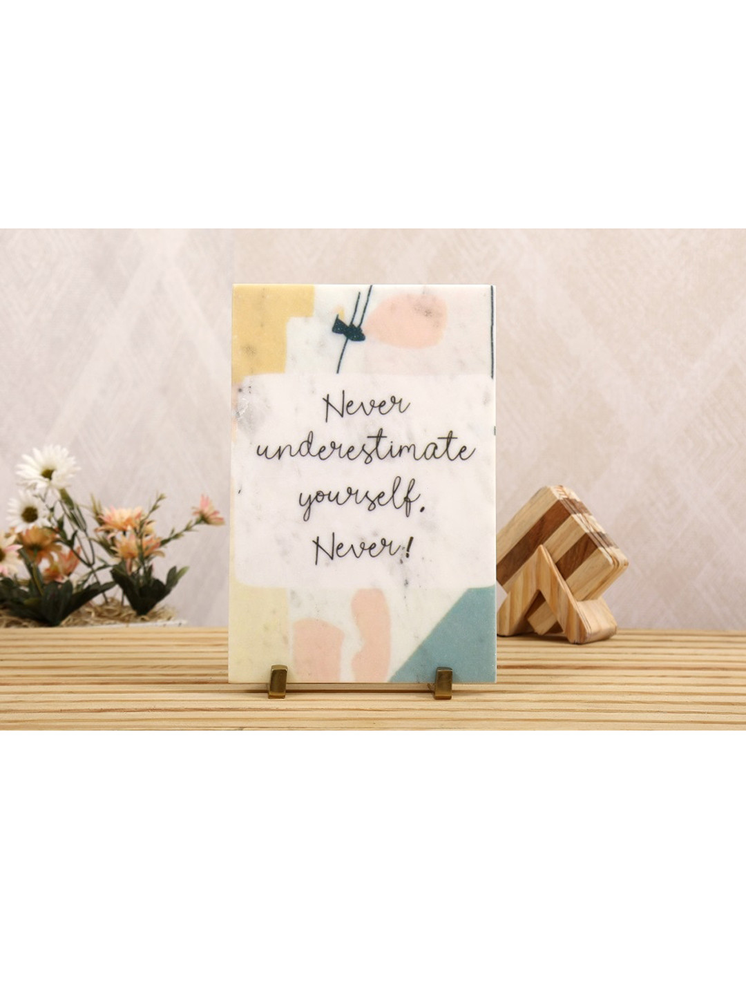 POSH-N-PLUSH Never Understemate White Marble Matte Home Office Medium Showpiece - 11.8 Inches