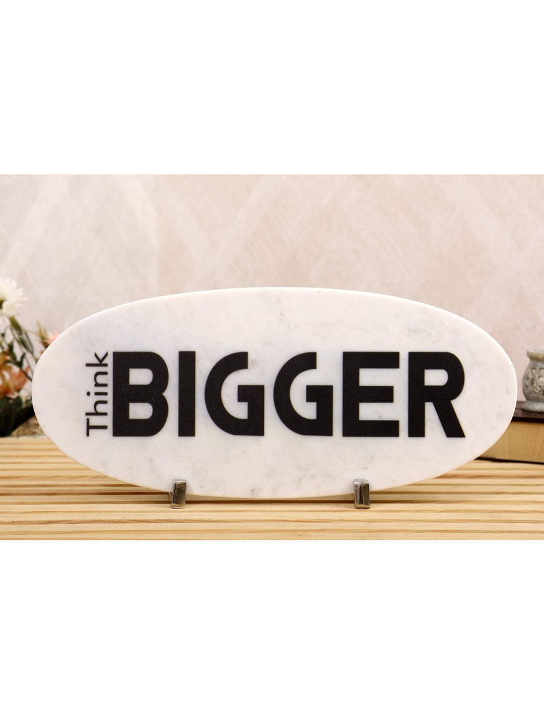 POSH-N-PLUSH Think Bigger Black Marble Glossy Living Room Set of 2 Large Showpieces - 7.1 Inches