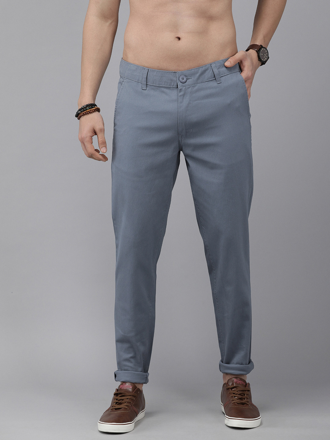 The Roadster Lifestyle Co.  Men Grey Casual Trousers