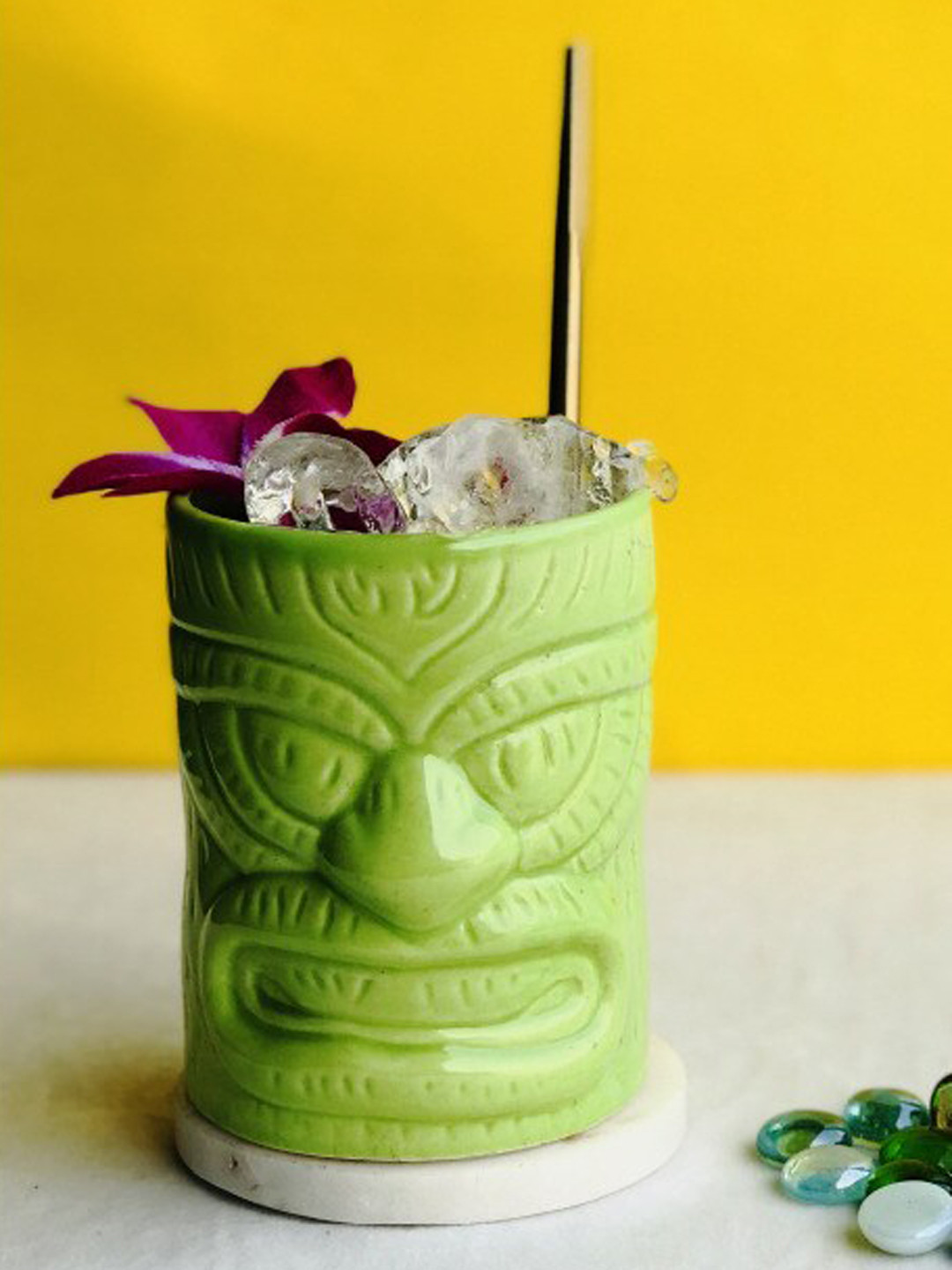 Folkstorys Green Textured Ceramic Beer Mug