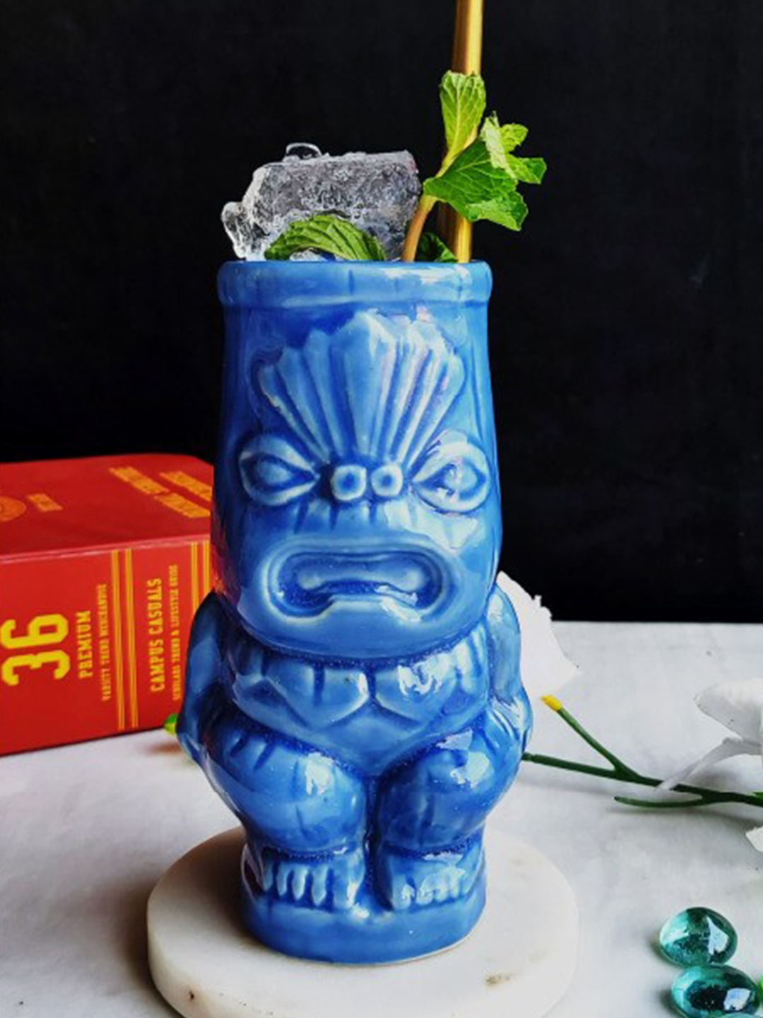Folkstorys Blue Textured Cocktail Mug