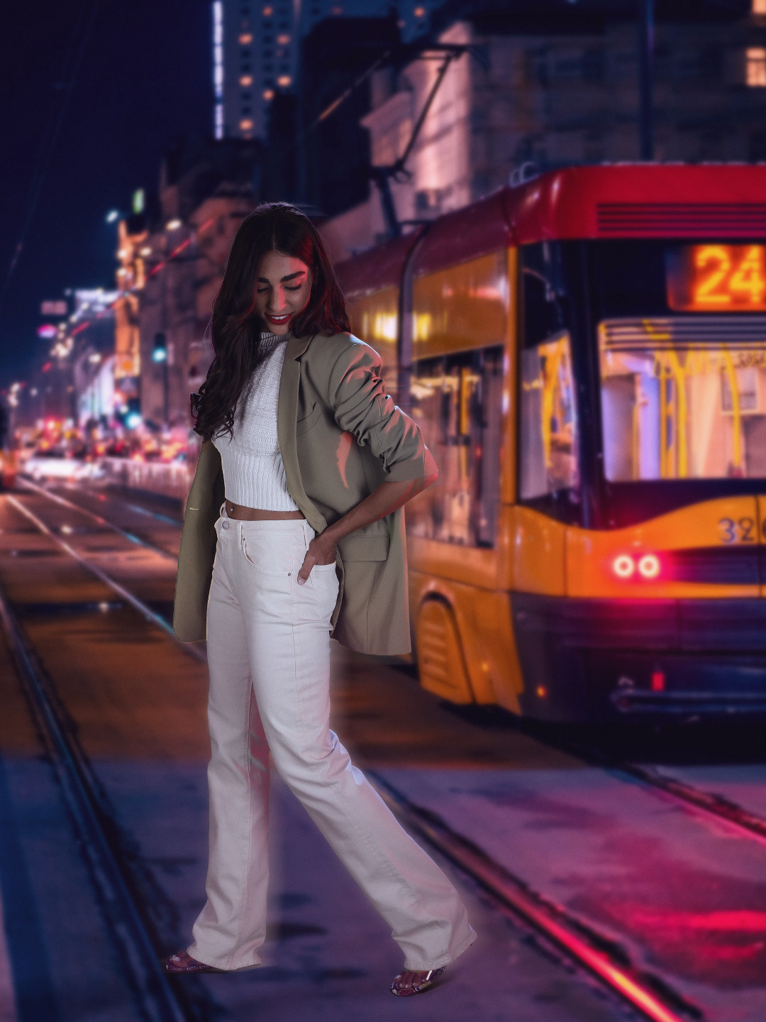 MANGO Women Olive Green Solid Long Design Oversized Blazer