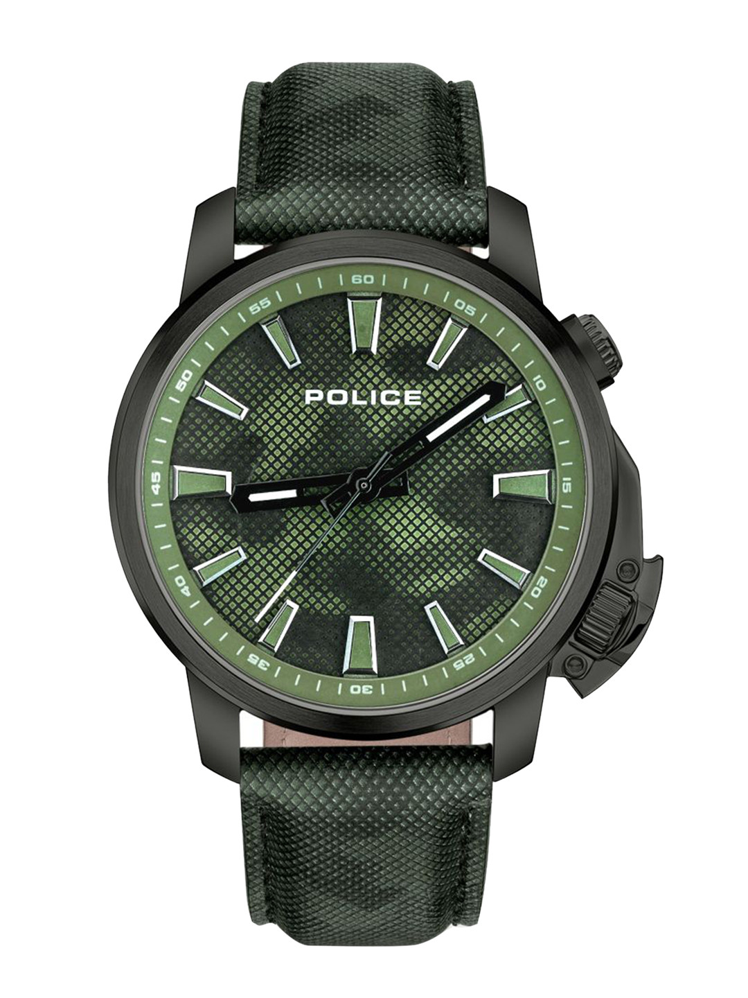 Police Men Green Dial & Green Leather Straps Analogue Watch