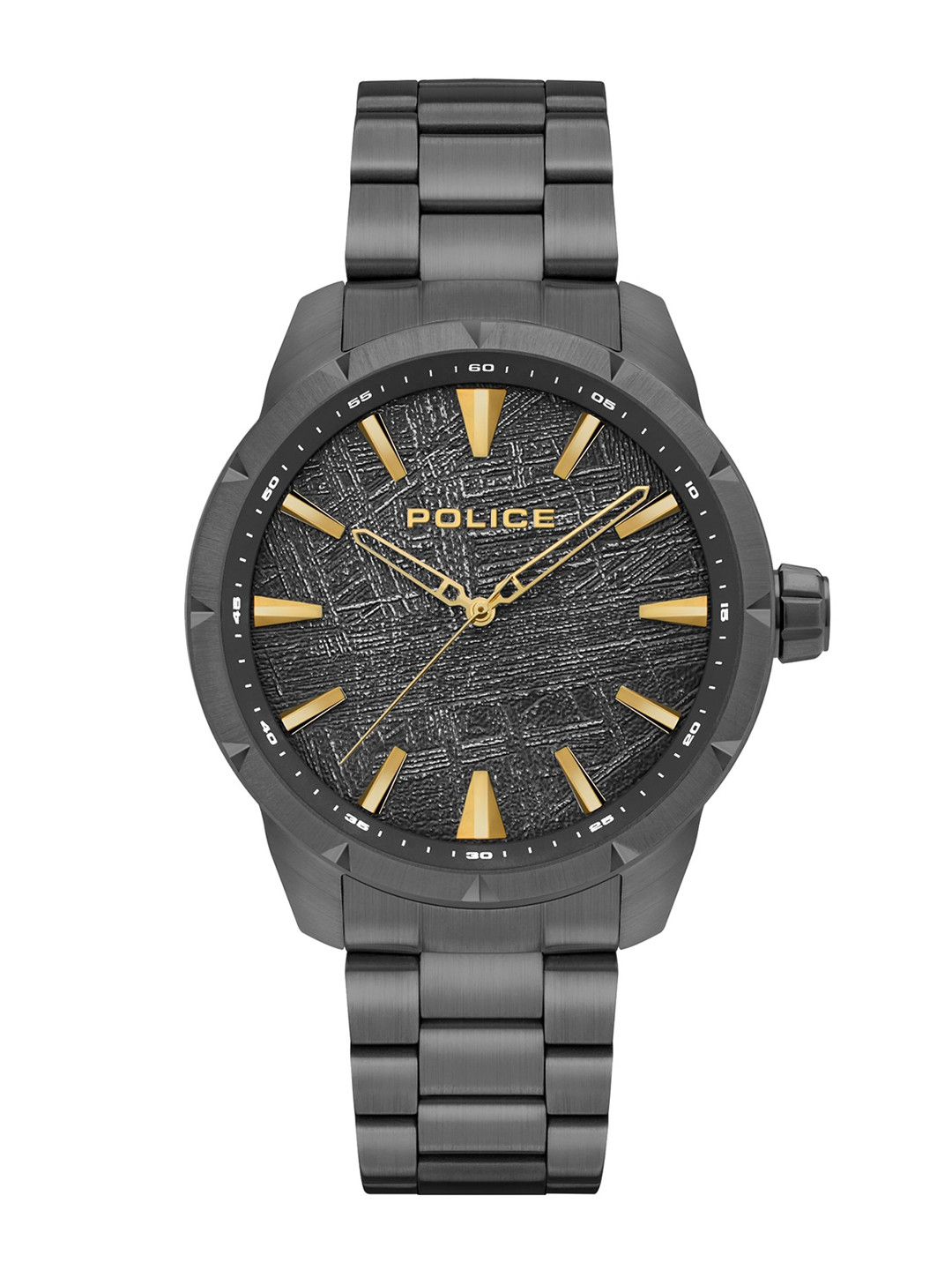 Police Men Gunmetal-Toned Dial & Black Stainless Steel Strap Analogue Watch PLPEWJG2202902