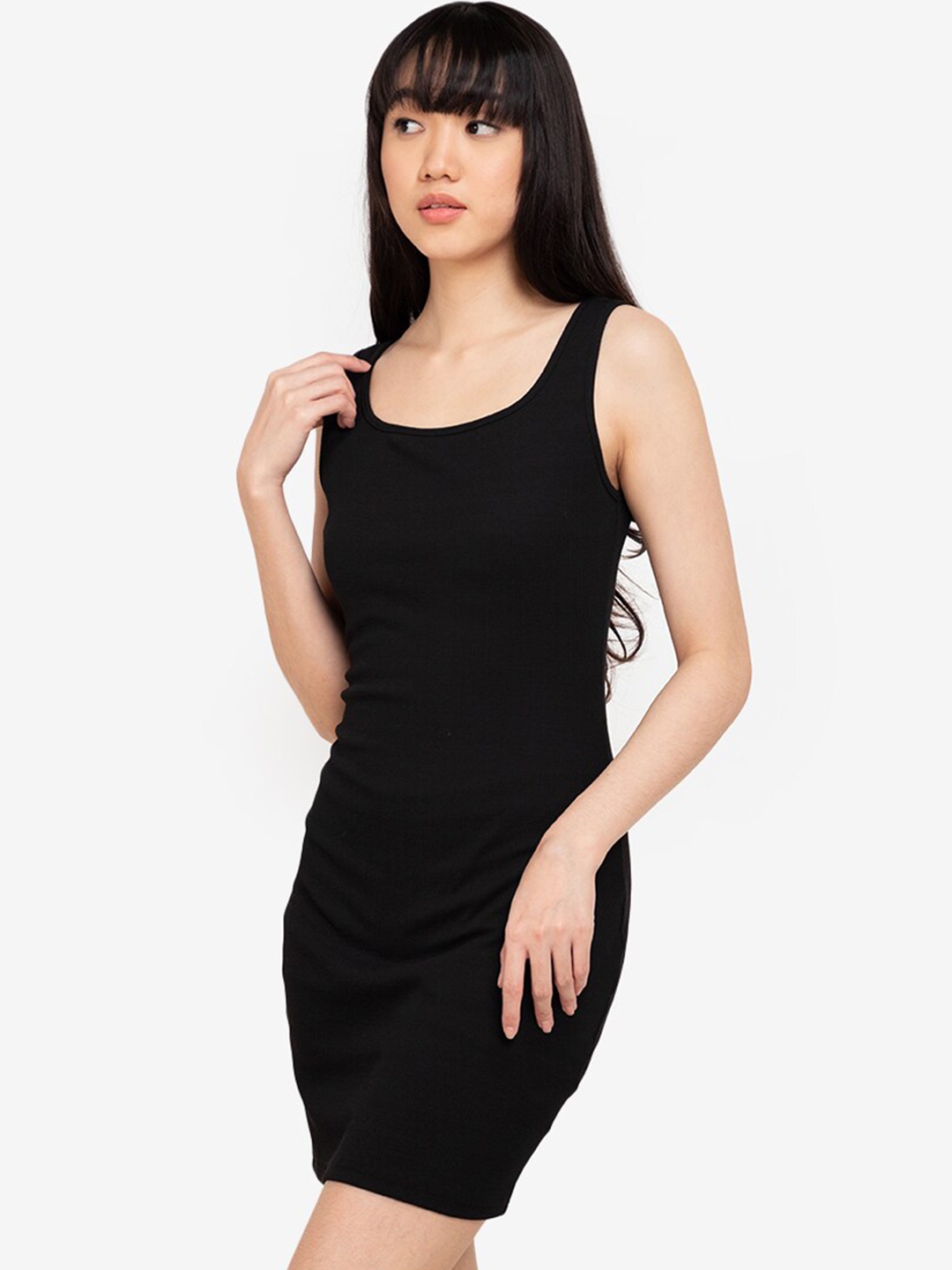 Buy ZALORA BASICS Black Solid Bodycon Mini Dress - Dresses for