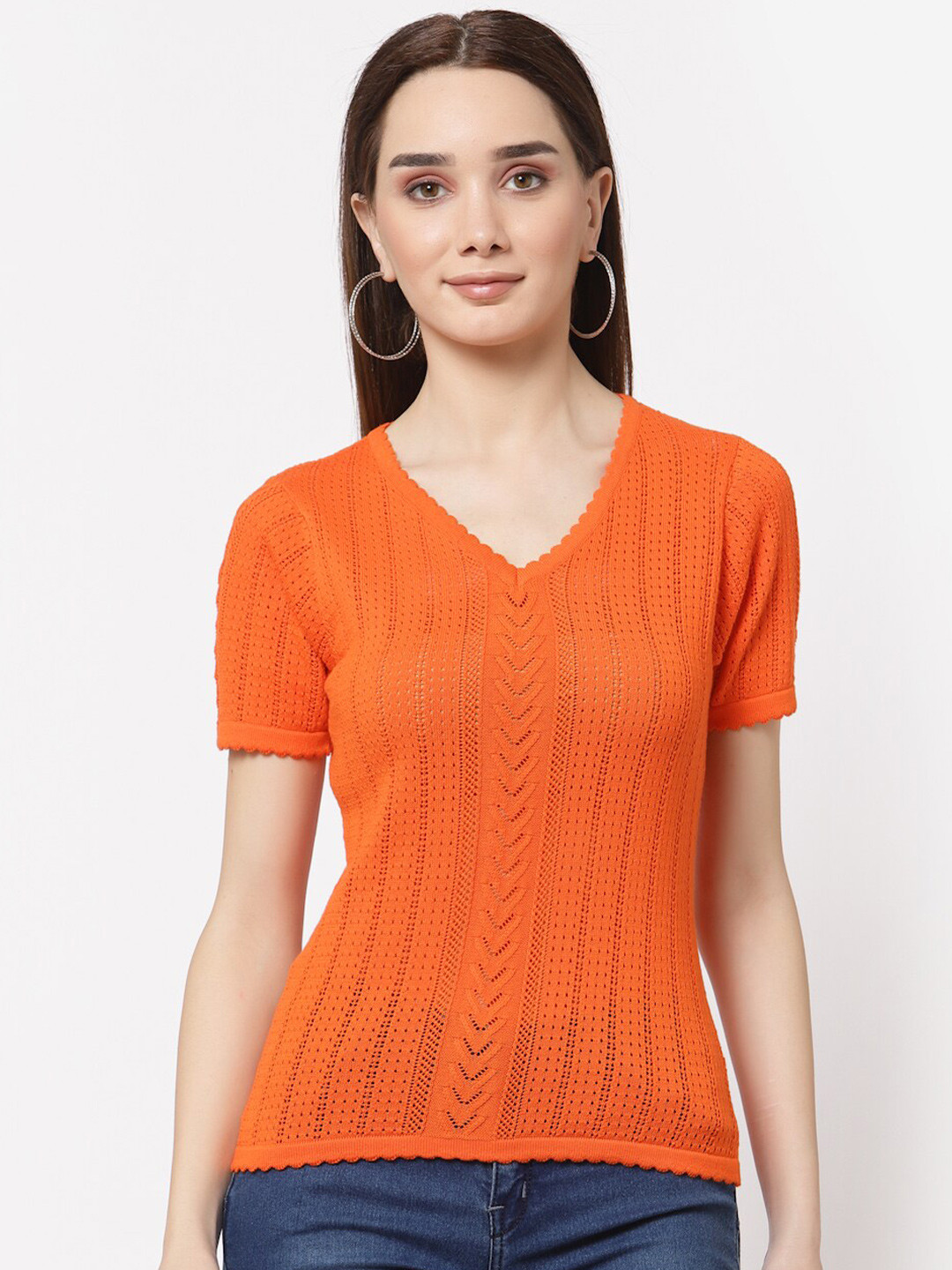 Miramor Orange Knit Top