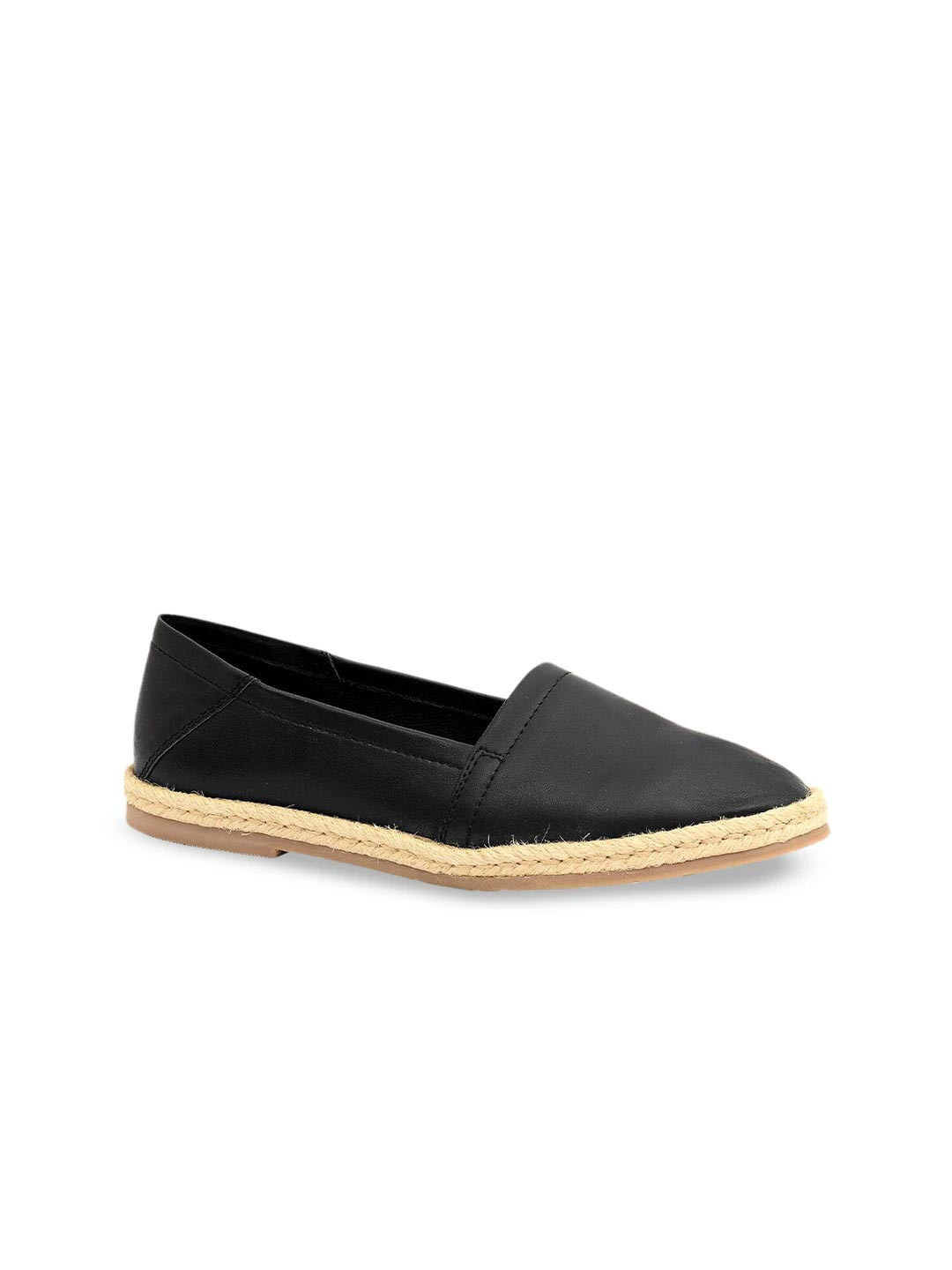 Eske Women Black Leather Espadrilles