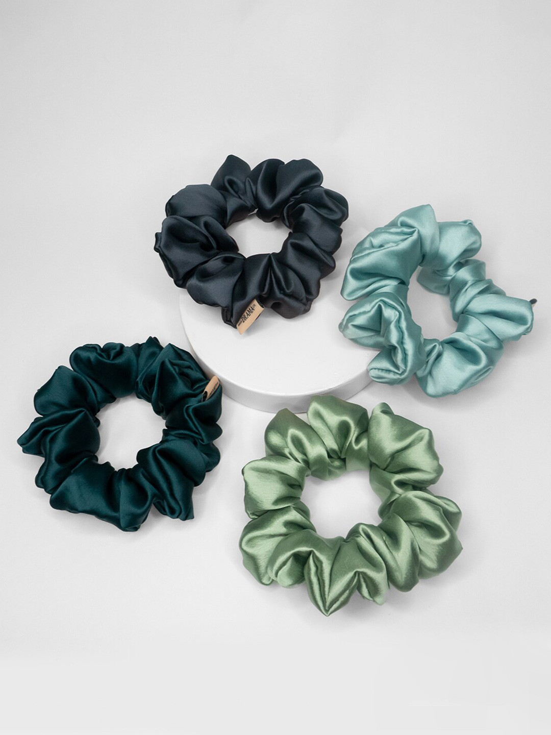 HAIR DRAMA CO. Women Set of 4 Satin Ponytail Scrunchies