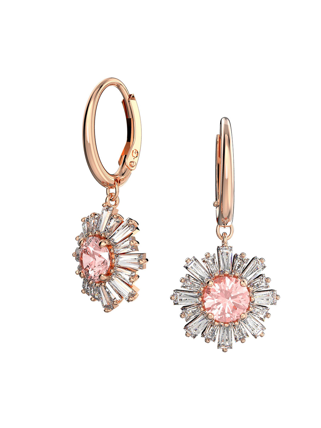 SWAROVSKI Pink Floral Hoop Earrings