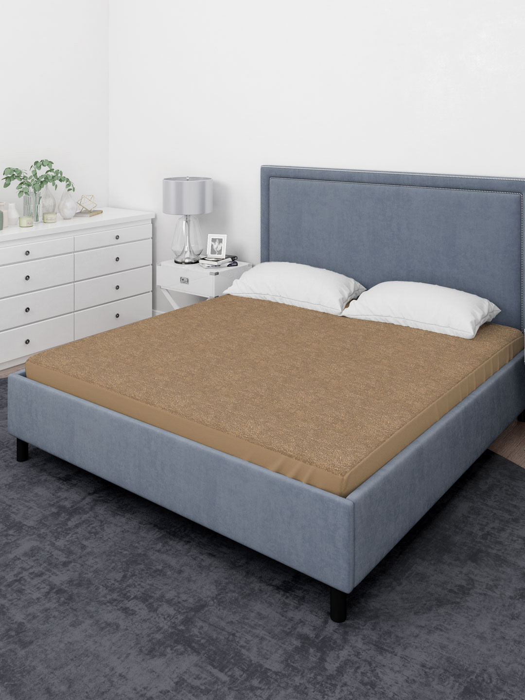 Aura Beige King Size Double Bed Waterproof Mattress Protector