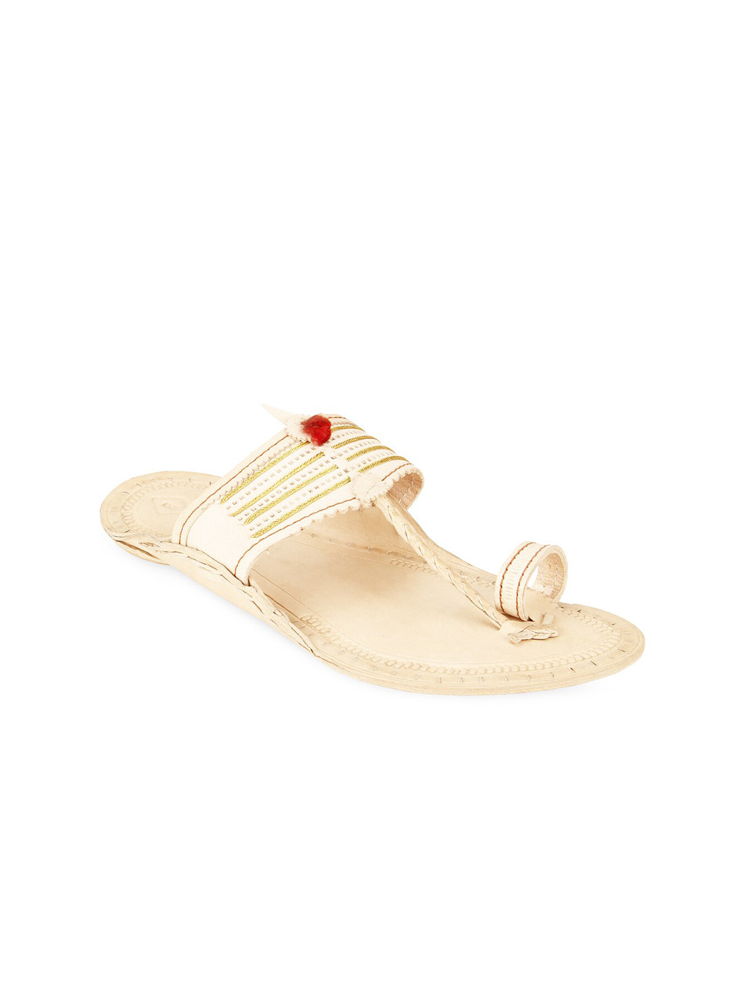 Regal Men Beige Leather Kolhapuris