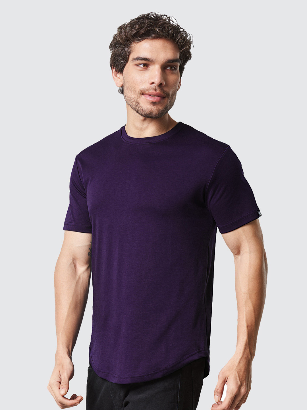 The Souled Store Men Purple Solid T-shirt