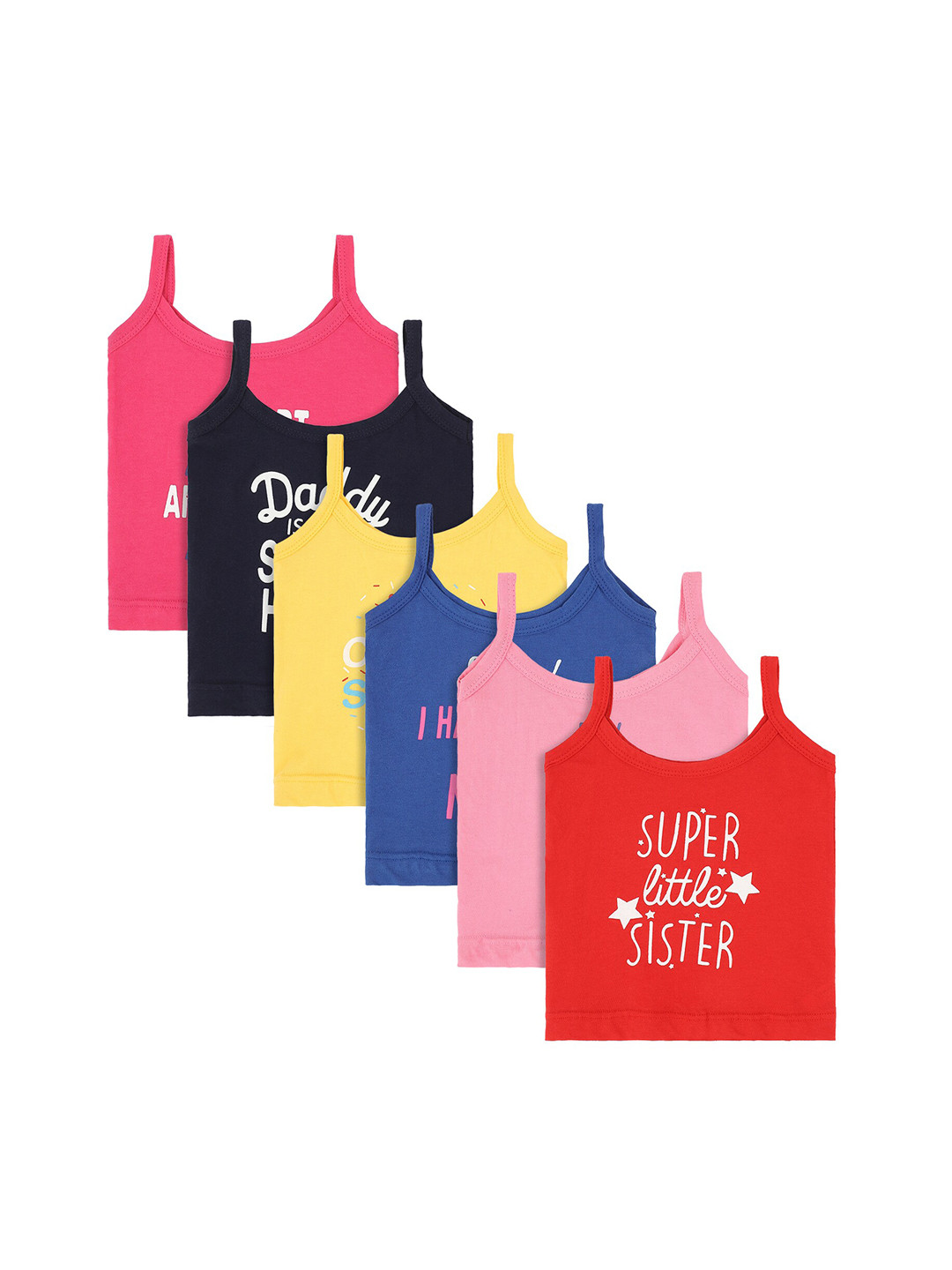 Bodycare Kids Girls Pack Of 6 Assorted Cotton Camisoles
