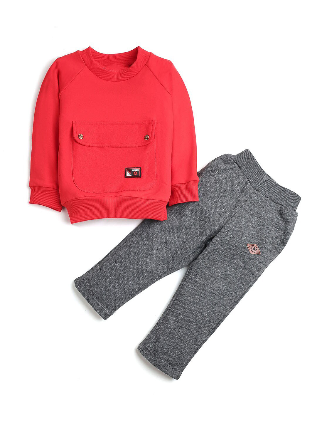 Hopscotch Boys Red & Grey T-shirt with Trousers