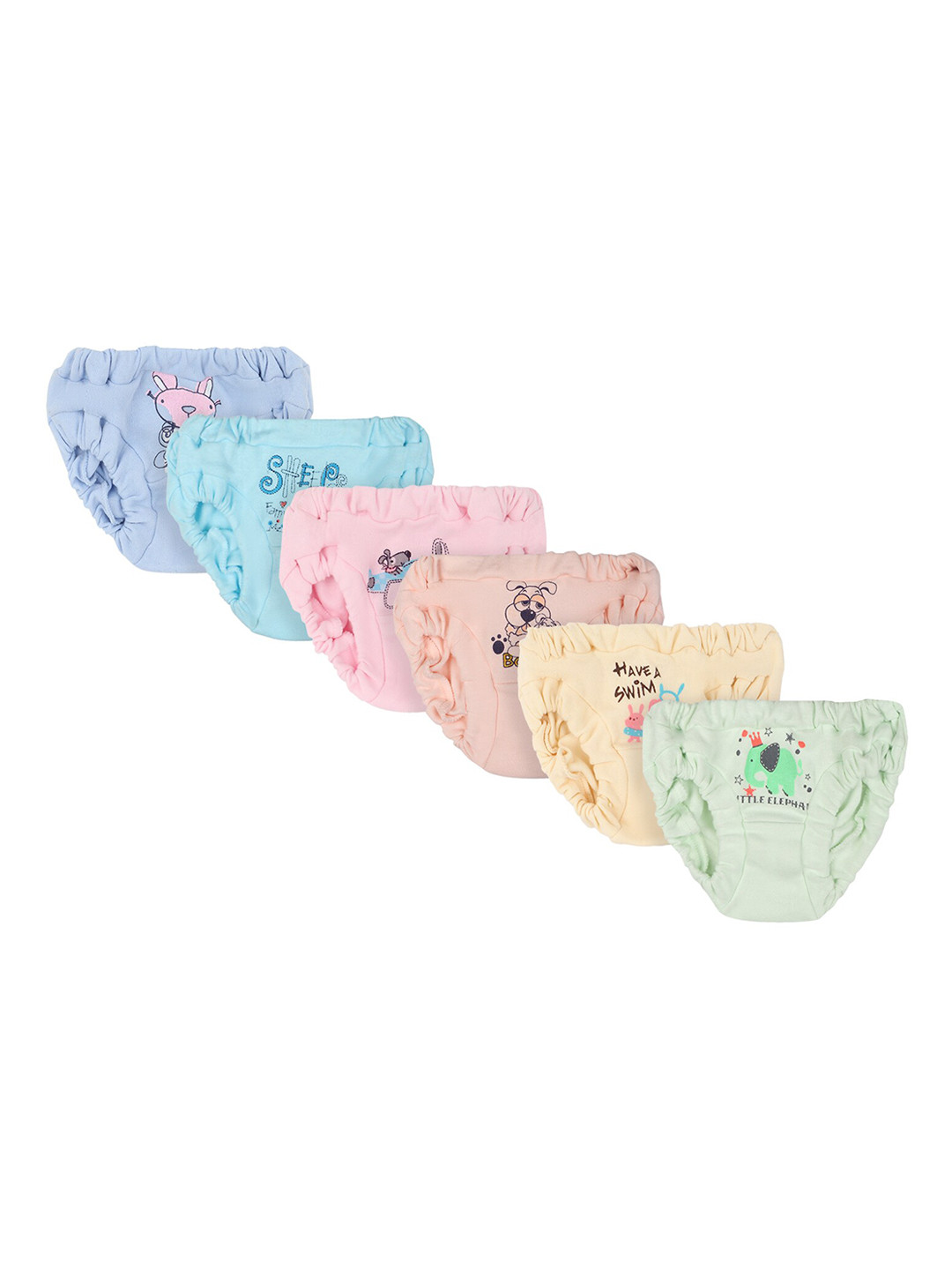 Bodycare Kids Infant Girls Pack Of 6 Pink & Blue Cotton Hipster Briefs