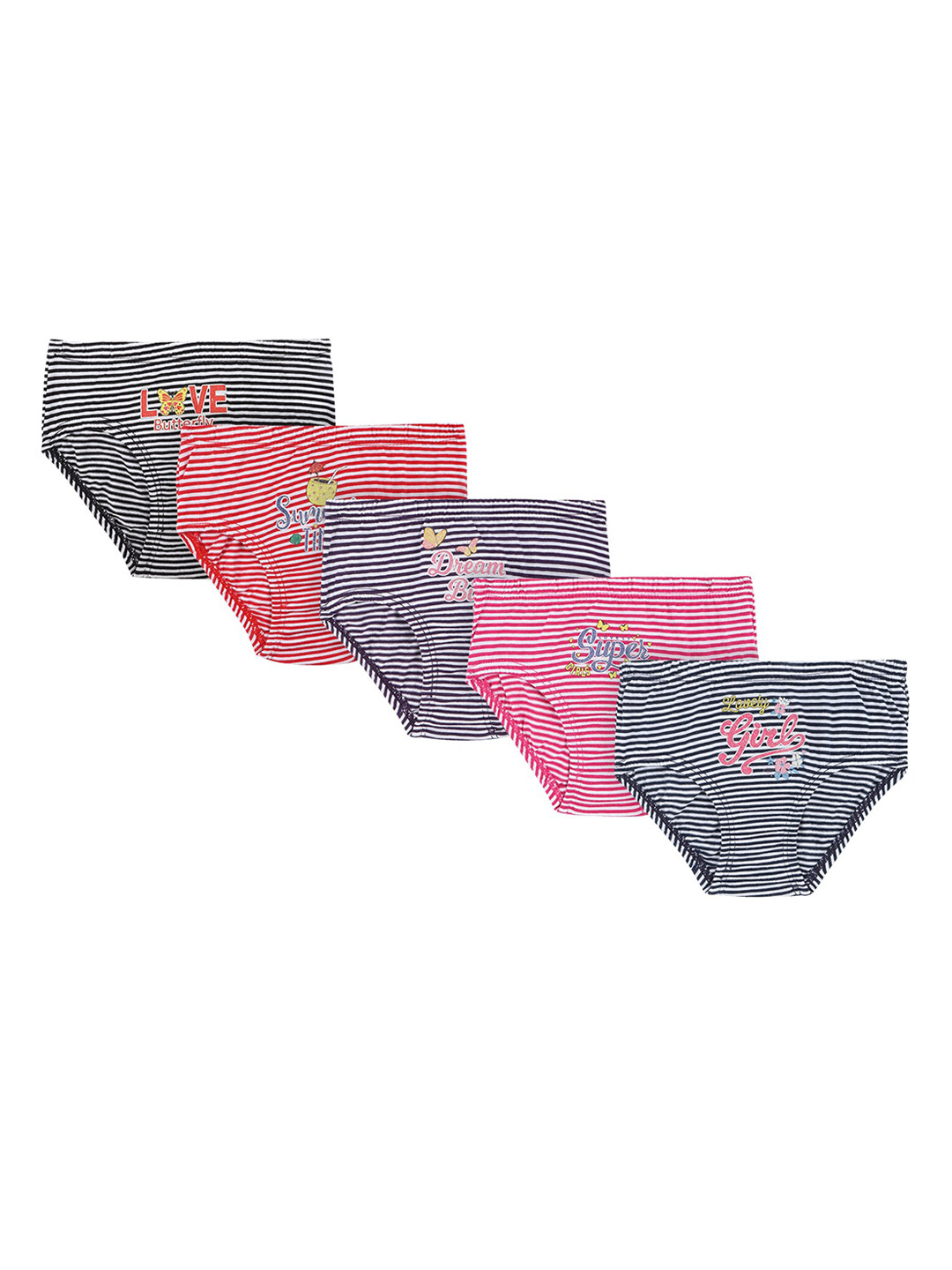 Bodycare Kids Girls Pack Of 5 Red & black Cotton Hipster Briefs