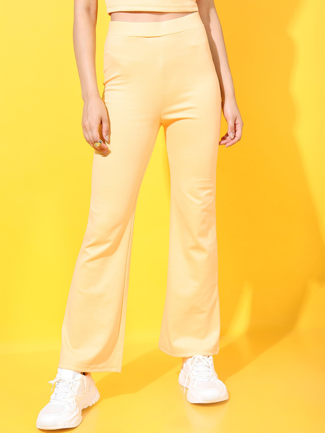 Tokyo Talkies Women Bright Orange Flared Trousers