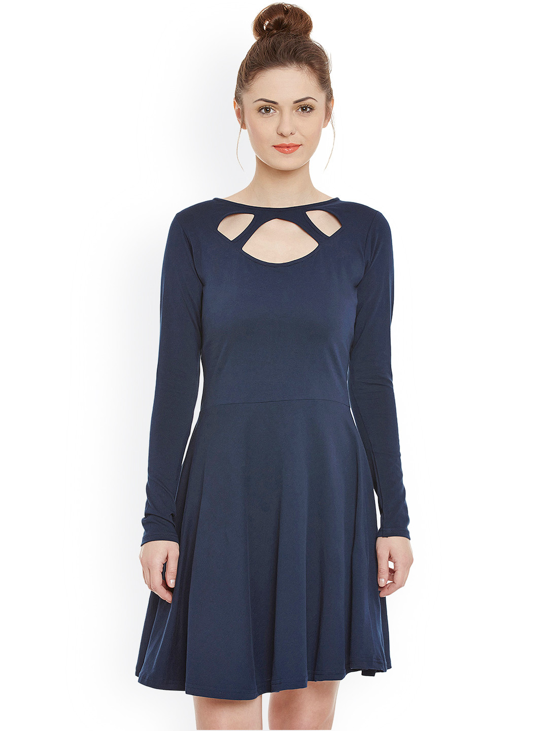 Miss Chase Women Navy Fit and Flare Dress