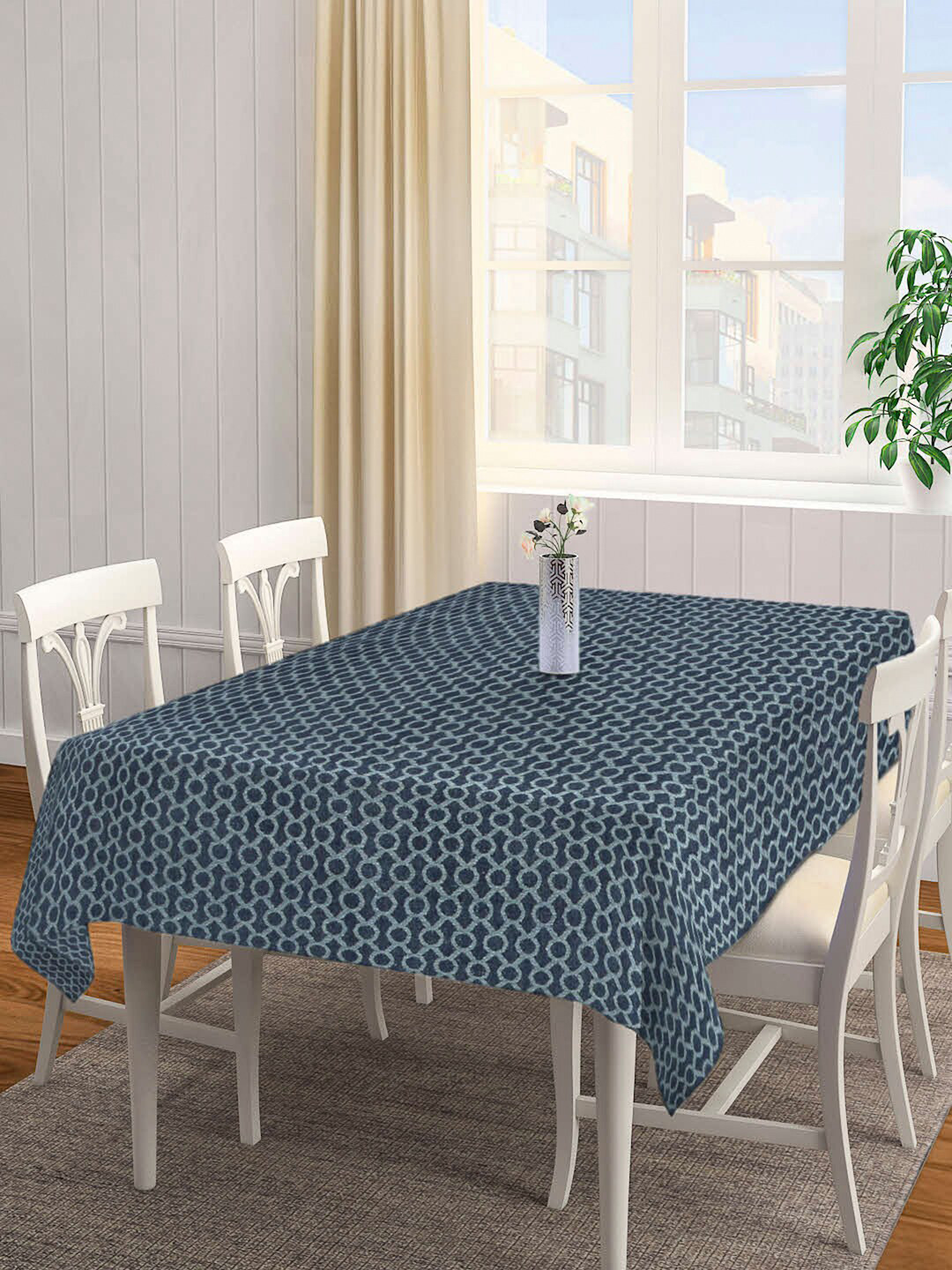 Arrabi Green Geometric 8 Seater Cotton Table Cover