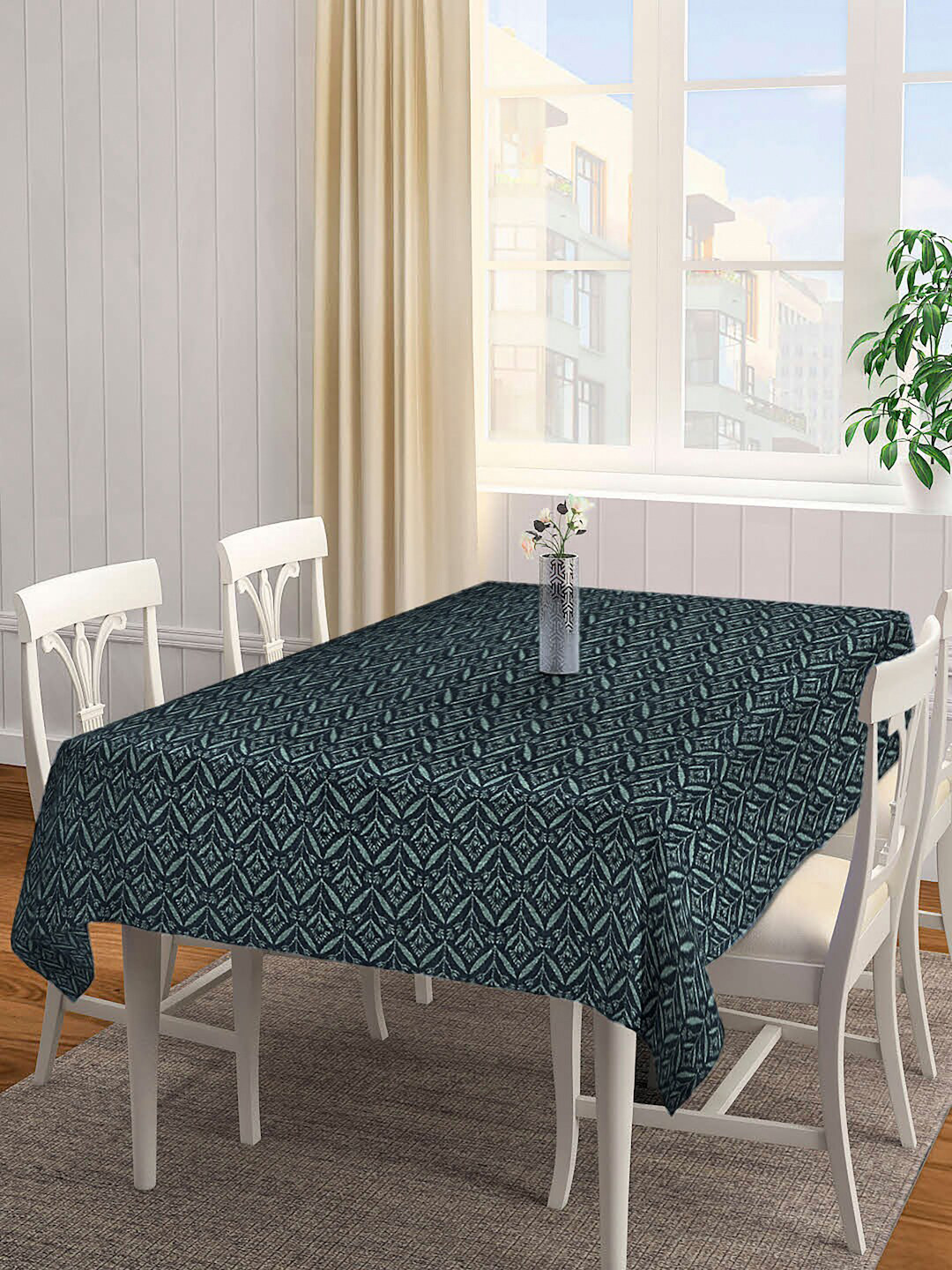 Arrabi Green Leaf Handwoven Cotton 6 SEATER Table Cover