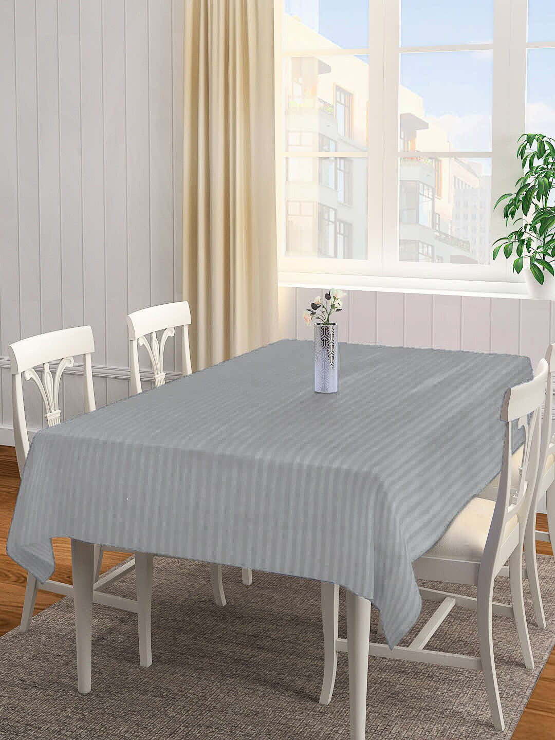 Arrabi Grey Striped 8 Seater Rectangular Table Covers