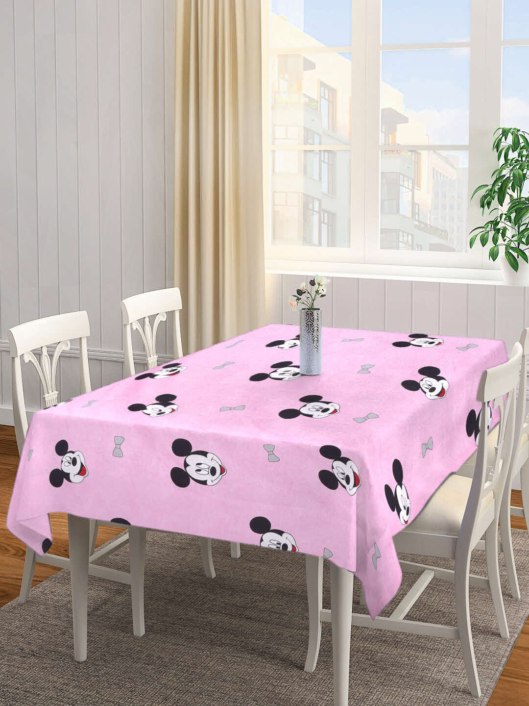 Arrabi Pink Mickey Mouse Printed 8 Seater Table Cover