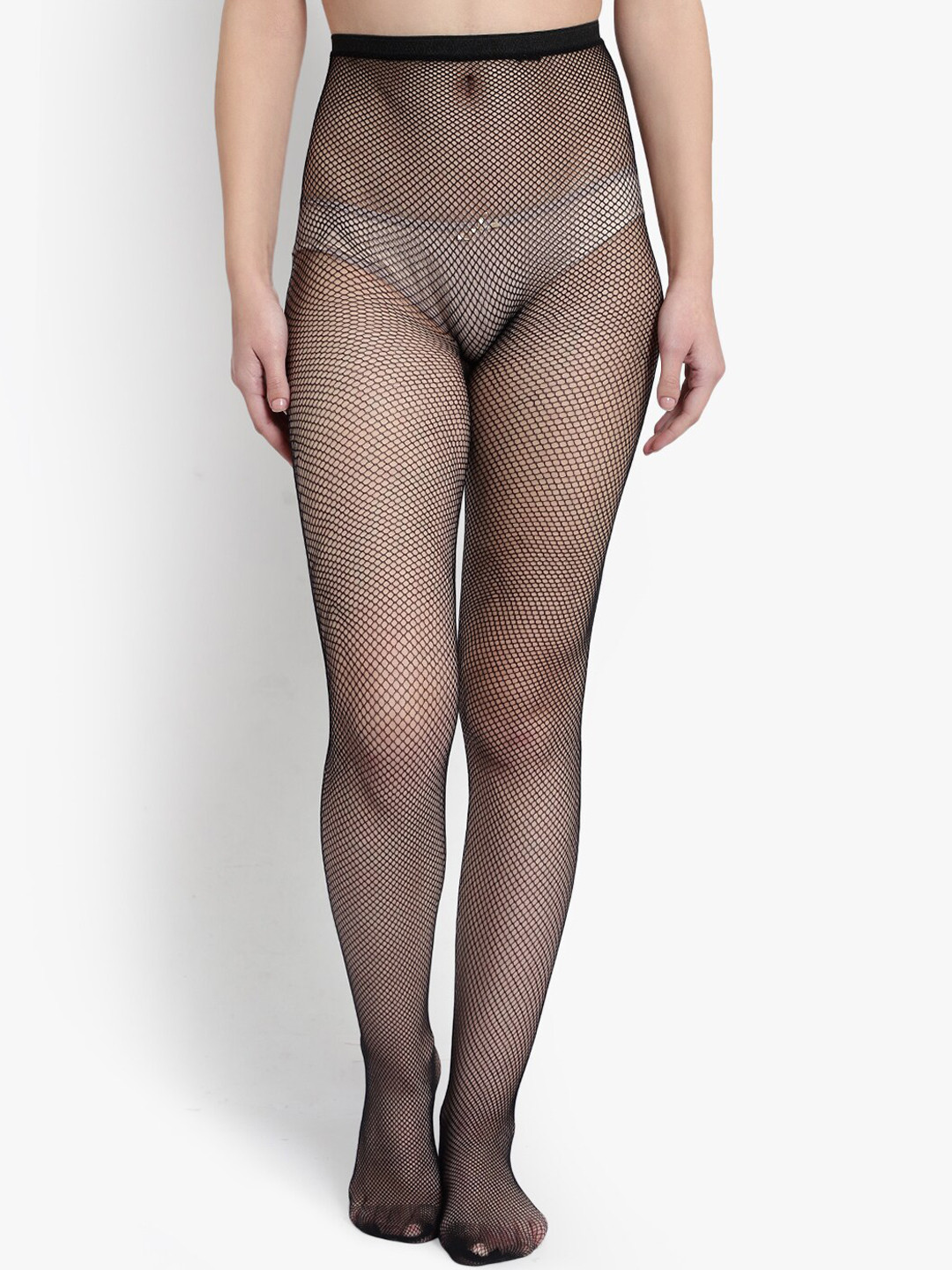 BRACHY Women Black Fishnet Patterned Stockings