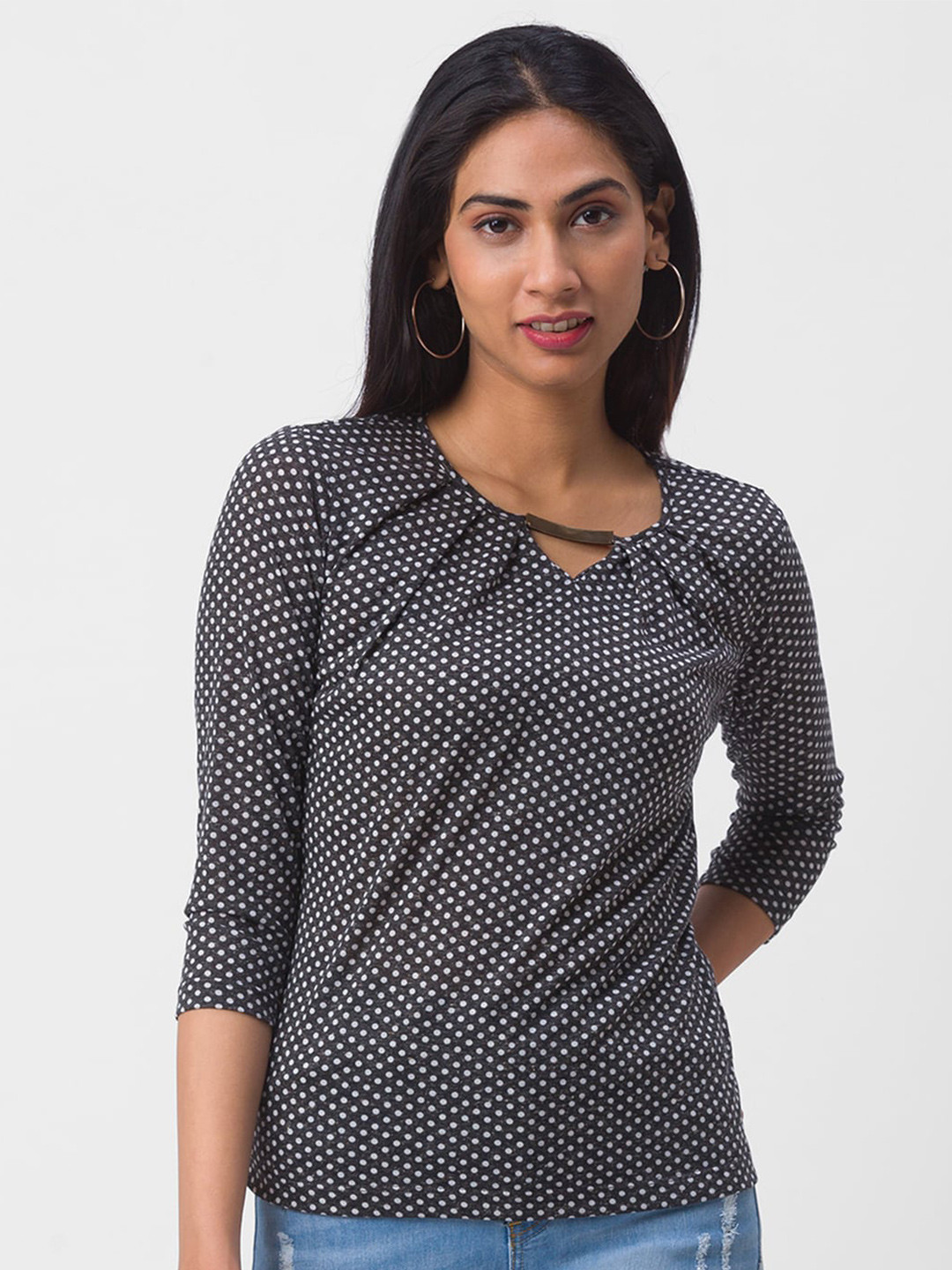 Globus Black Polka Dot Regular Top