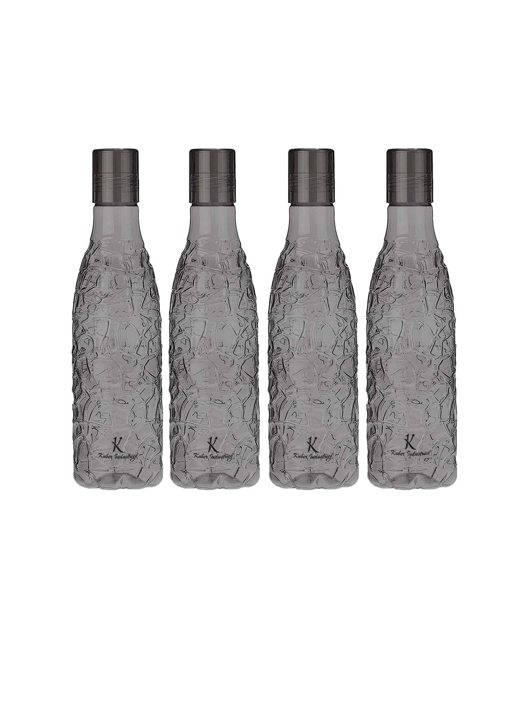 Kuber Industries Black Solid Plastic Spill Proof 4 Piece Water Bottle - 1L