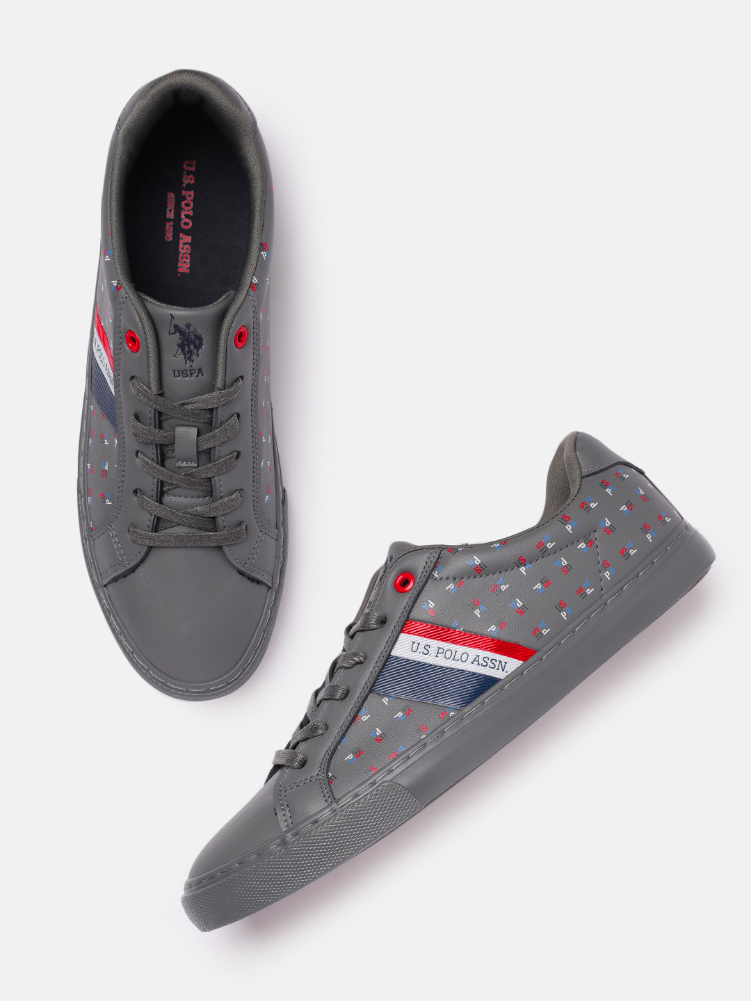 U.S. Polo Assn. Men Grey Printed ANGUS Sneakers