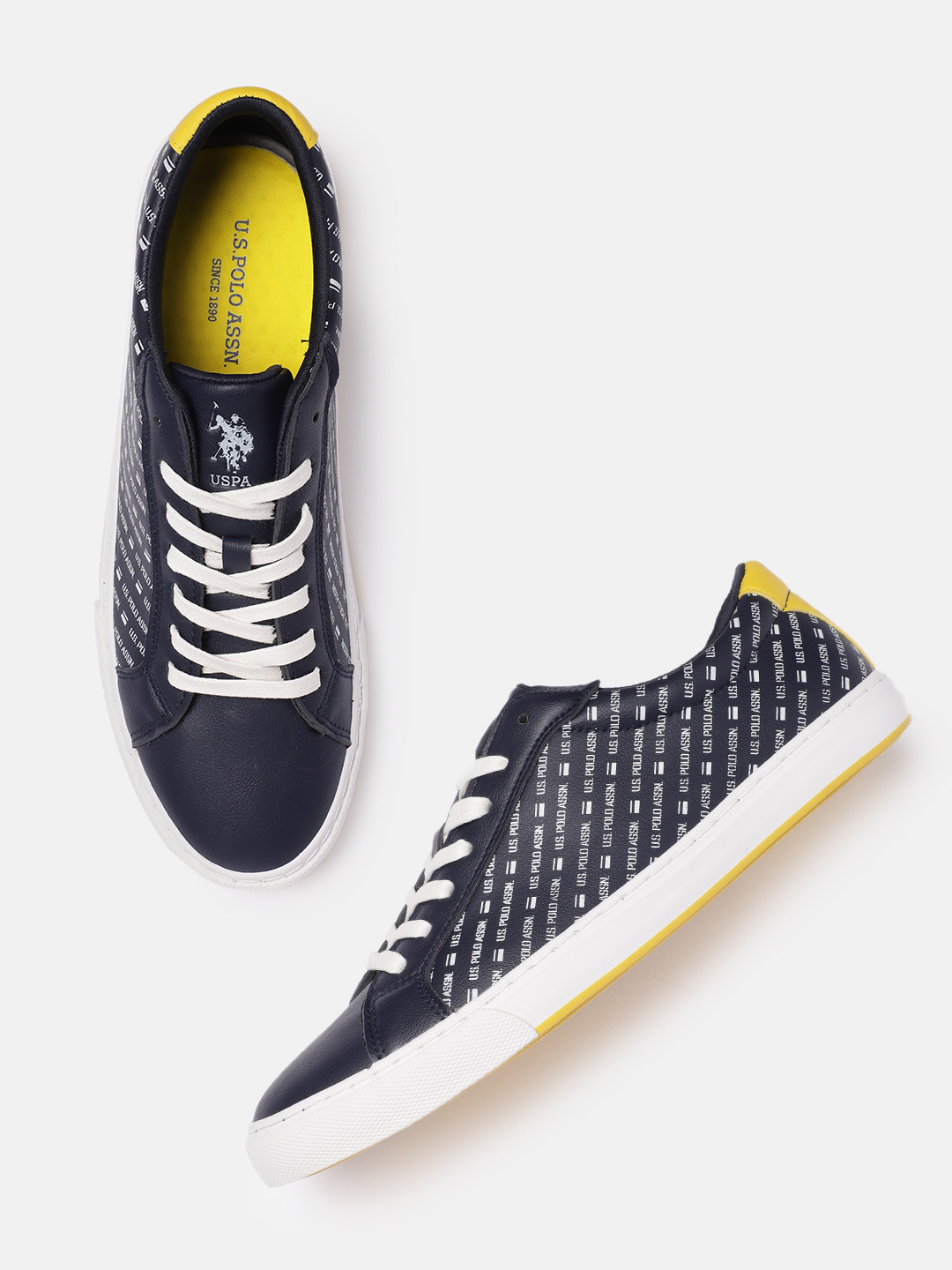 U.S. Polo Assn. Men Navy Blue Brand Logo Printed Sneakers